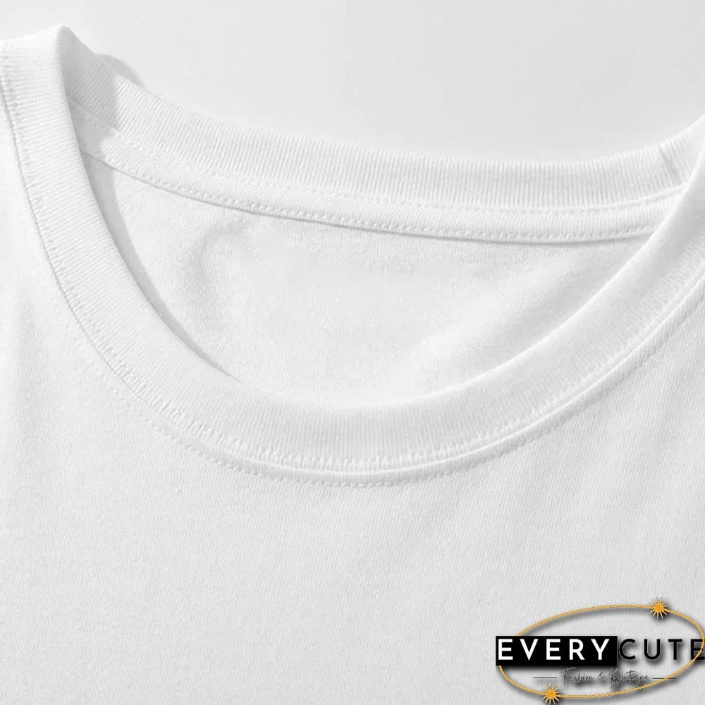 Bow Knot Butterfly Tulle Crop Top T-Shirt Fishtail Denim Skirt Two Pieces Set