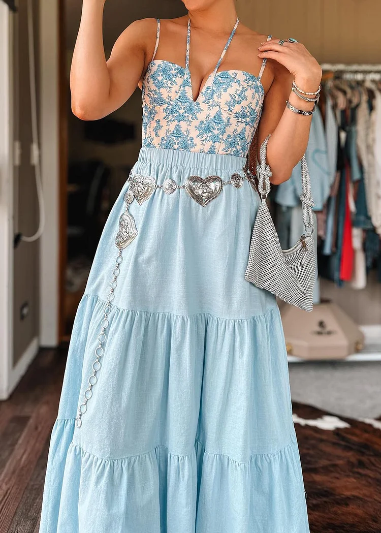 Women's Bohemian Solid Skirt with Pockets