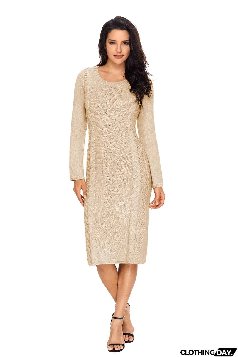 Coffee Womens Hand Knitted Sweater Dress
