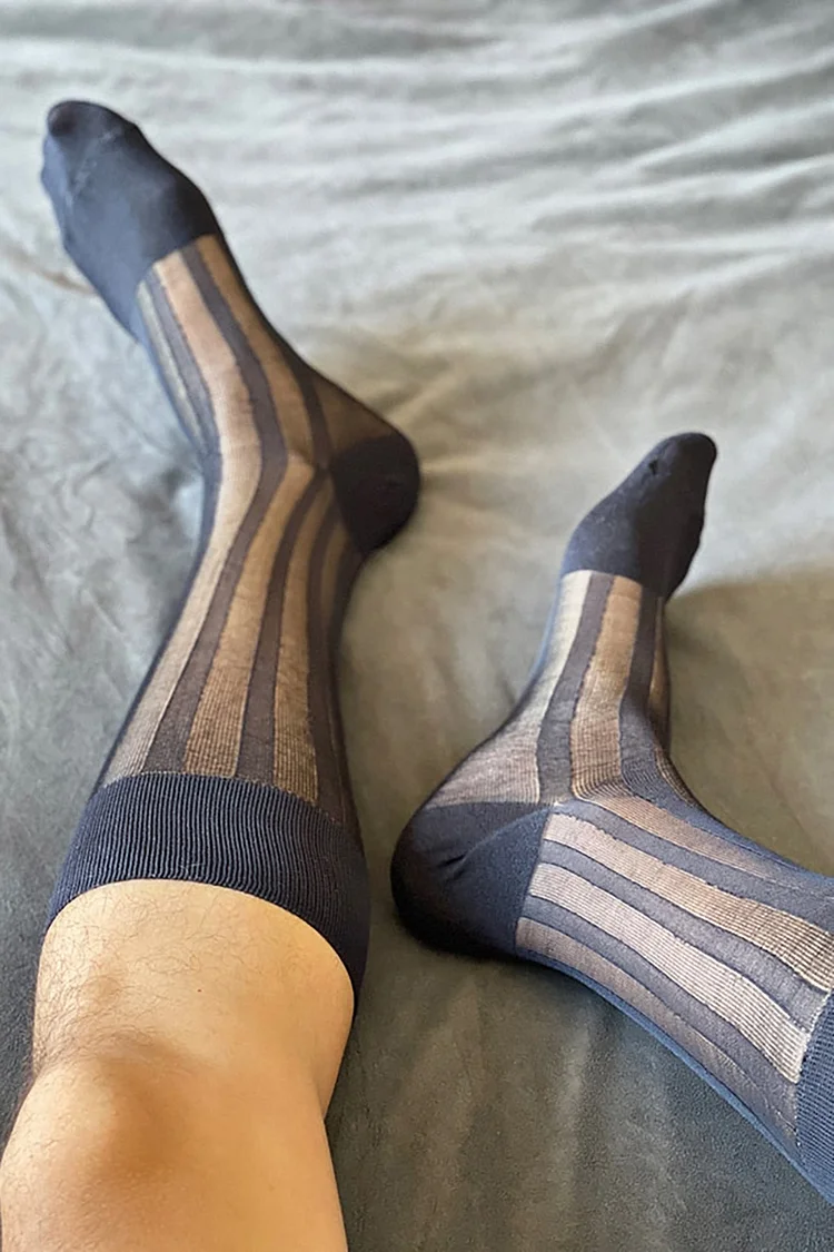 Striped Print Solid Color Middle Tube Stockings