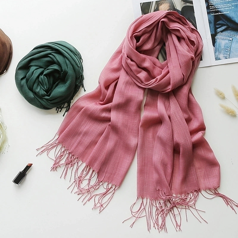 Unisex Minimalist Solid Color Polyester Scarf