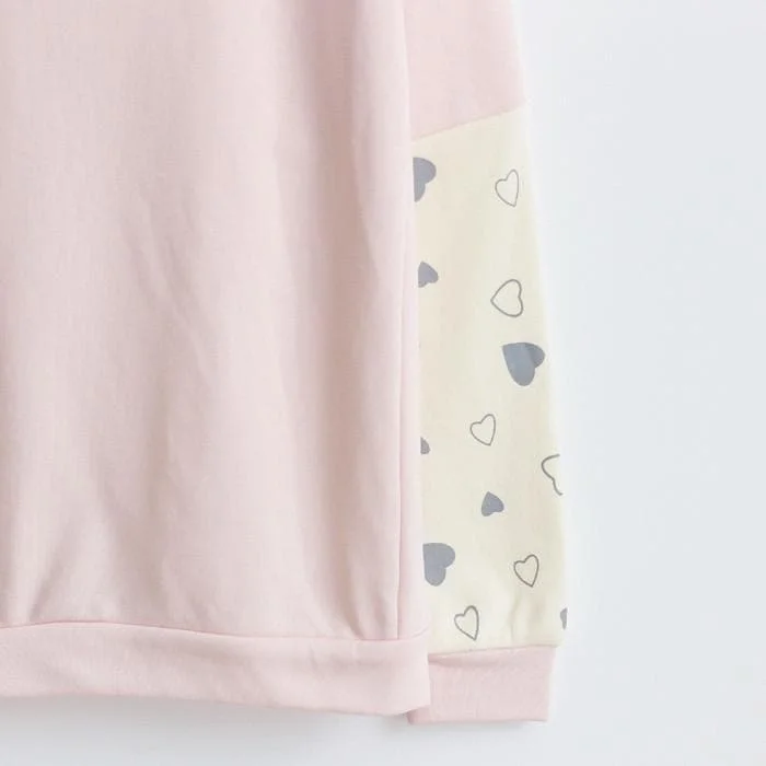 Grey/Pink Mori Girl with little fish Long Sleeve Jumper SP165110