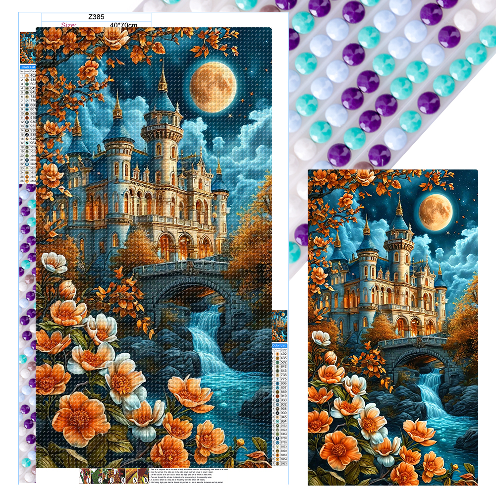Castle Under The Moonlight 40*70cm(canvas) full round drill diamond painting