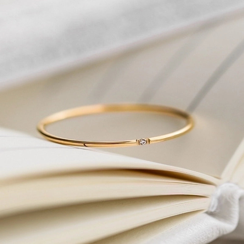 Minimalist Geometric Titanium Steel Plating Metal Artificial Rhinestones Rings 1 Piece