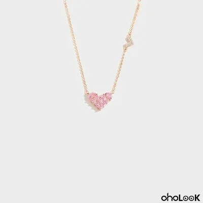 Heart Shape Rose Gold-Plated Pendant Necklace