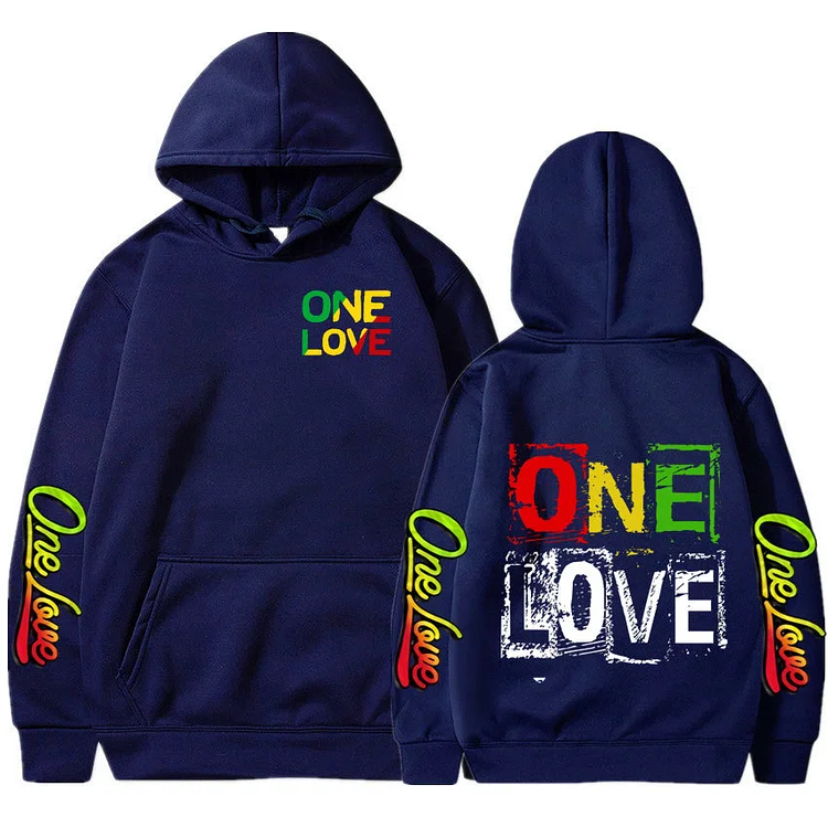 Rap Bob Marley Hoodies one Love Hip Hop Print Sweatshirts Loose Oversized Hoodie at Hiphopee