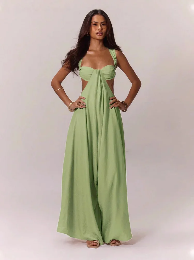 Lace-up Suspender Hollow Jumpsuit