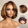 New Glueless Hightlight Brown Mixed Blonde Bob Wave Wig