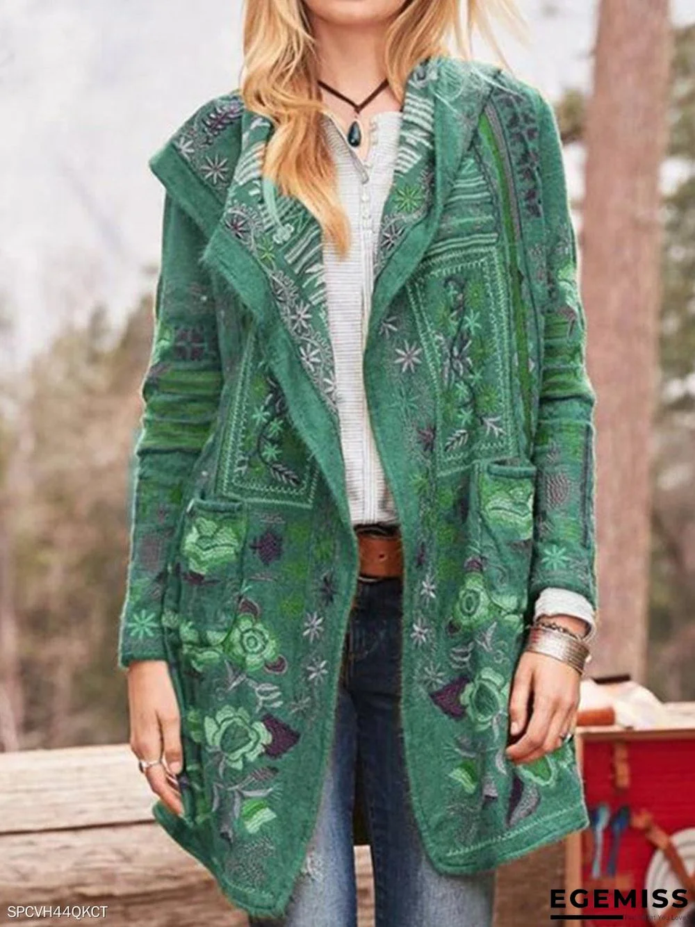 Autumn And Winter Print Casual Jacket | EGEMISS