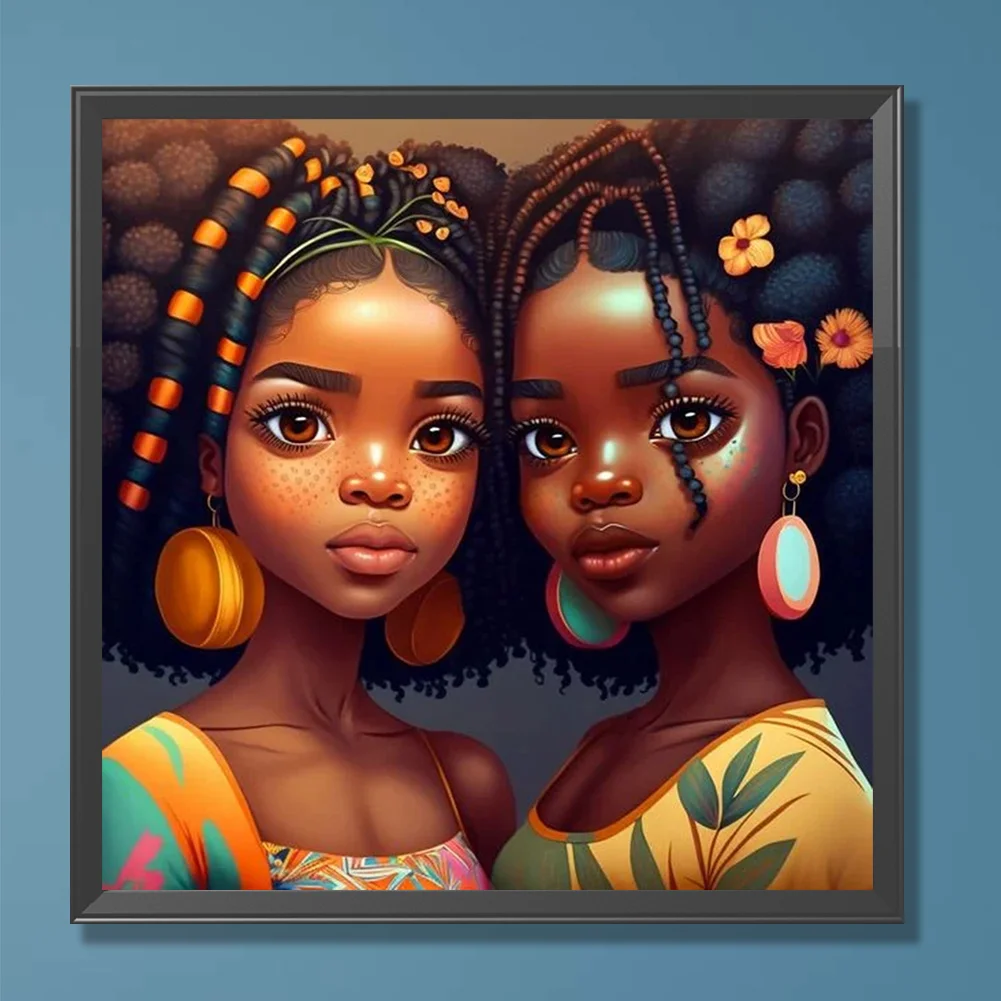 Diamond Painting - Full Round Drill - Black Girl(Canvas|30*30cm)