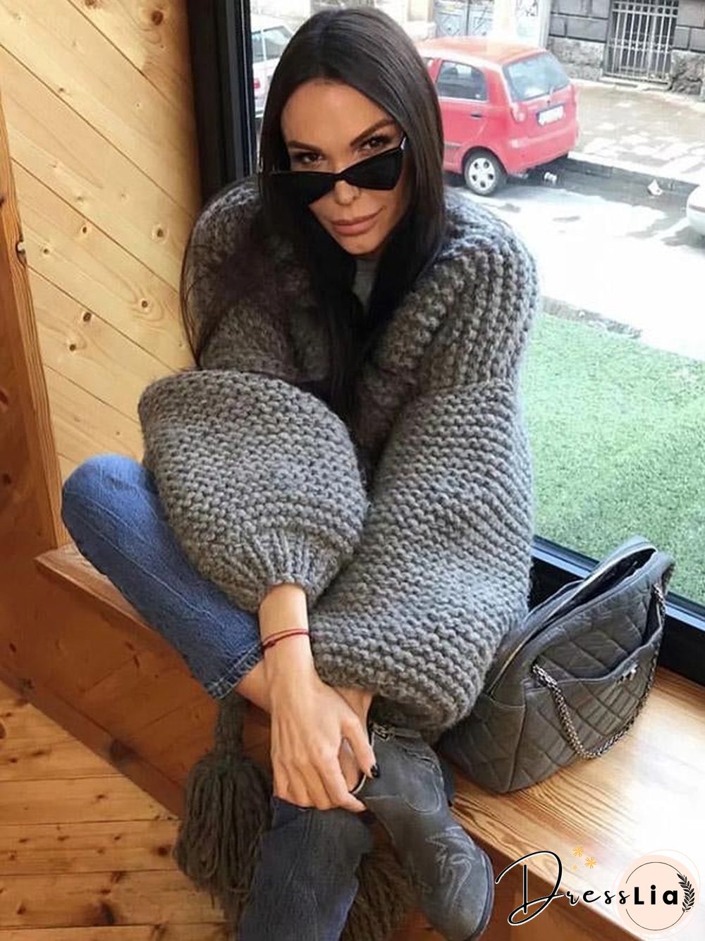 Hollow Knitting Bandage Long Sleeves Cardigan Tops