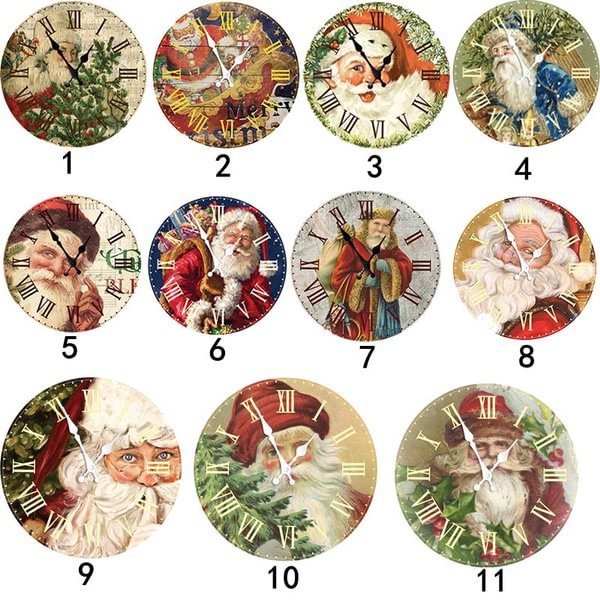 Merry Christmas Santa Claus Wall Clock13.5 Inch Winter Snowflake Jingle Bells Red Xmas Tree Round Clock Silent Non Ticking Rustic Farmhouse New Year Home Decoration Battery Operated Quartz Decor - Shop Trendy Women's Fashion | TeeYours