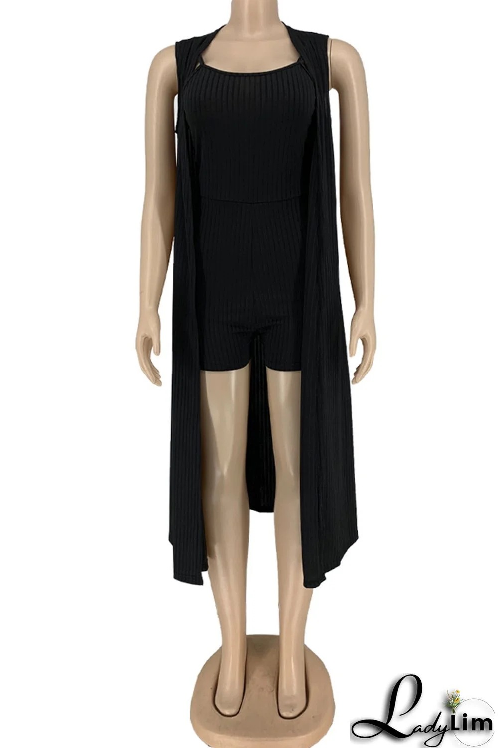 Yellow Fashion Casual Solid Basic Square Collar Sleeveless Two Pieces