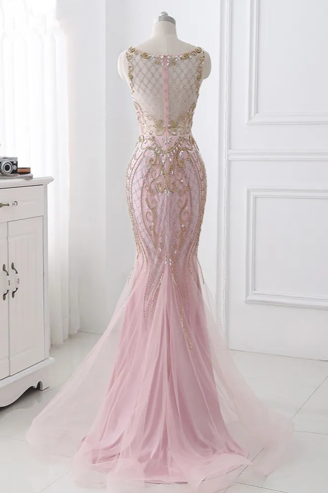 Vasilis Diamond Halter Neck Mermaid Dress In Pink
