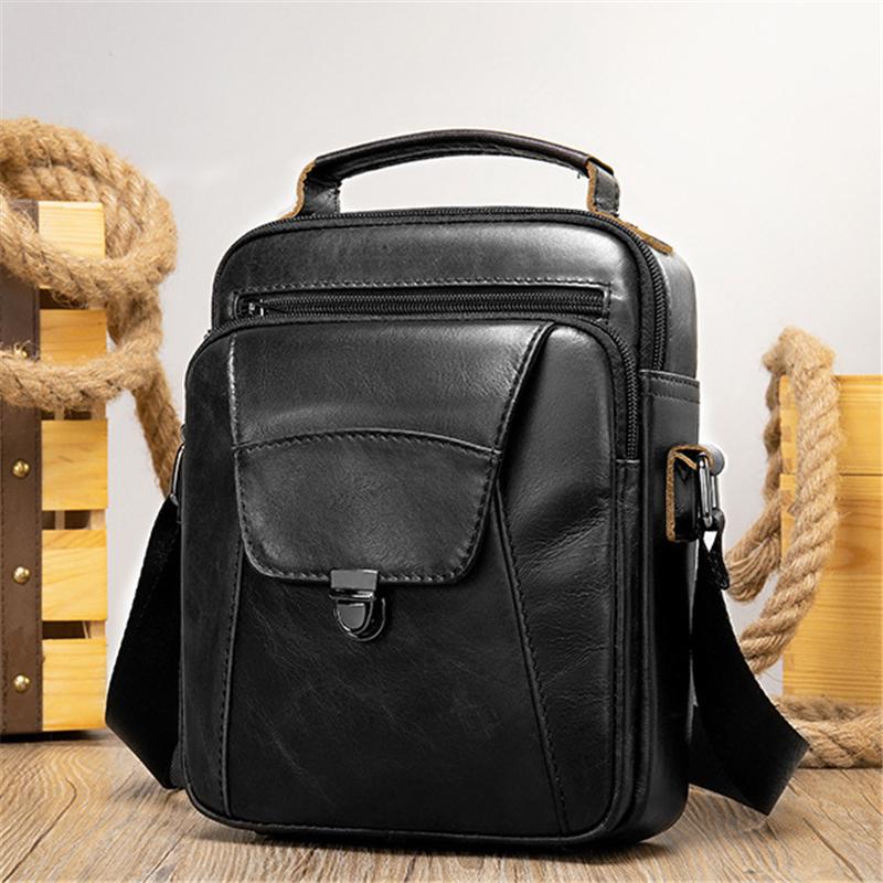 Organizational Layout Top-Handled Genuine Leather Adjustable Strap Sling Bag