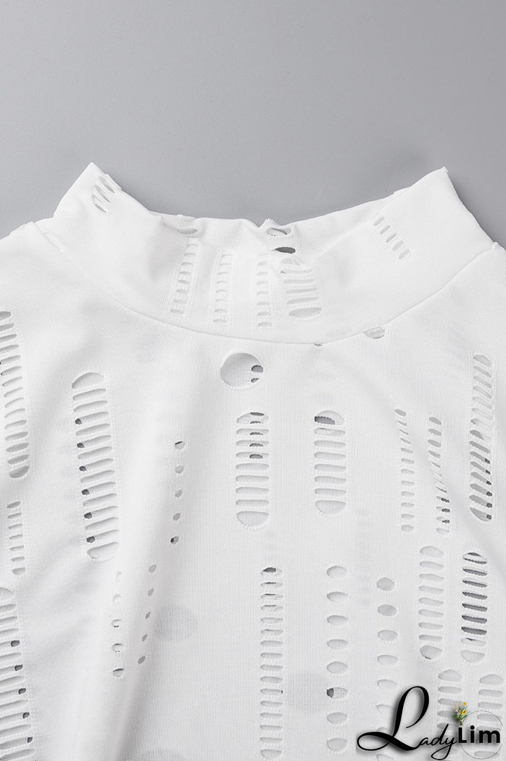 Black Fashion Sexy Solid Ripped Half A Turtleneck Long Sleeve Two Pieces