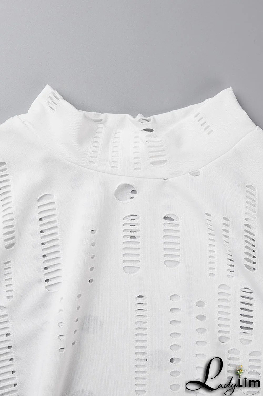 Black Fashion Sexy Solid Ripped Half A Turtleneck Long Sleeve Two Pieces