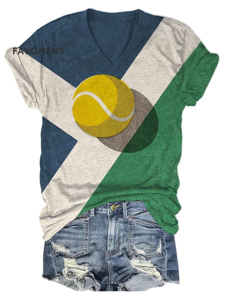Women’s Sport Tennis V-Neck Casual T-Shirt Multicolor / S