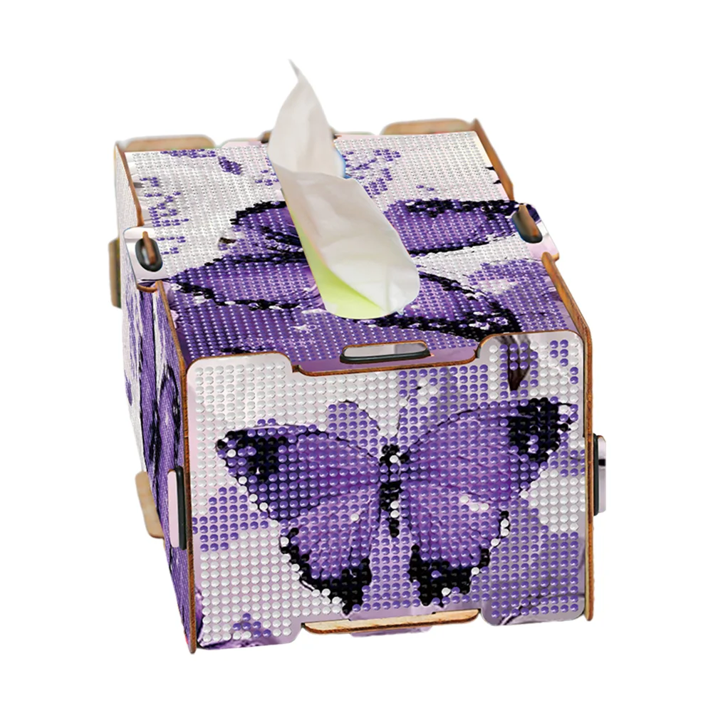 Diamond Painting Tissue Box Kits Rhinestone Craft Kit (Purple Butterfly)