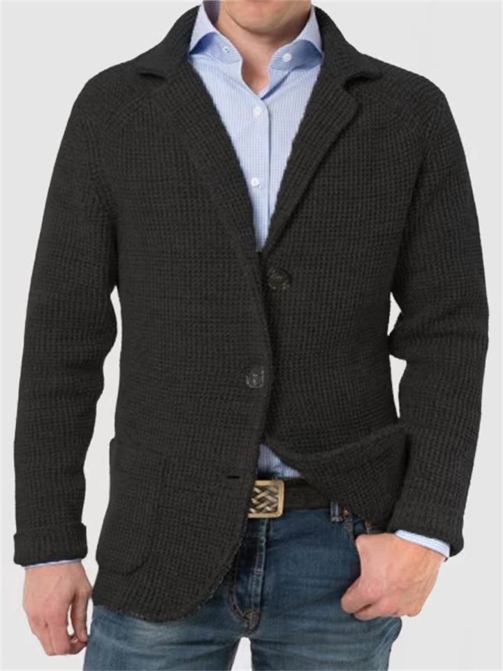 Men's Fall and Winter Stand-up Cardigan Suit Casual Knitted Jacket Jacket