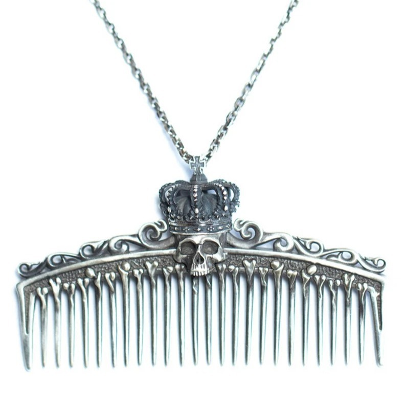 Crown Skull Comb Alloy Gothic Necklace