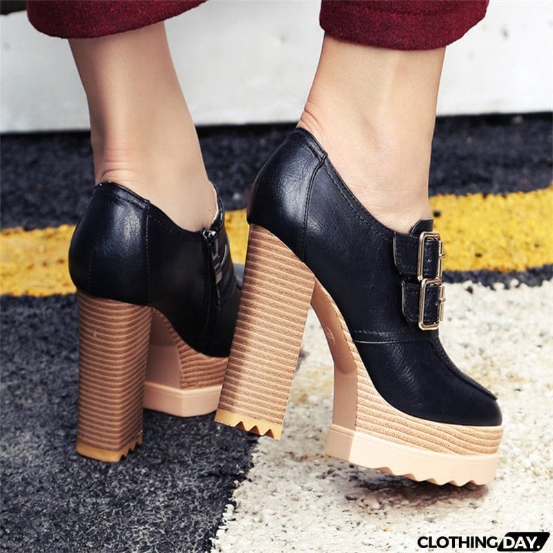 Microfiber High Heel Round Toe Leisure Shoes