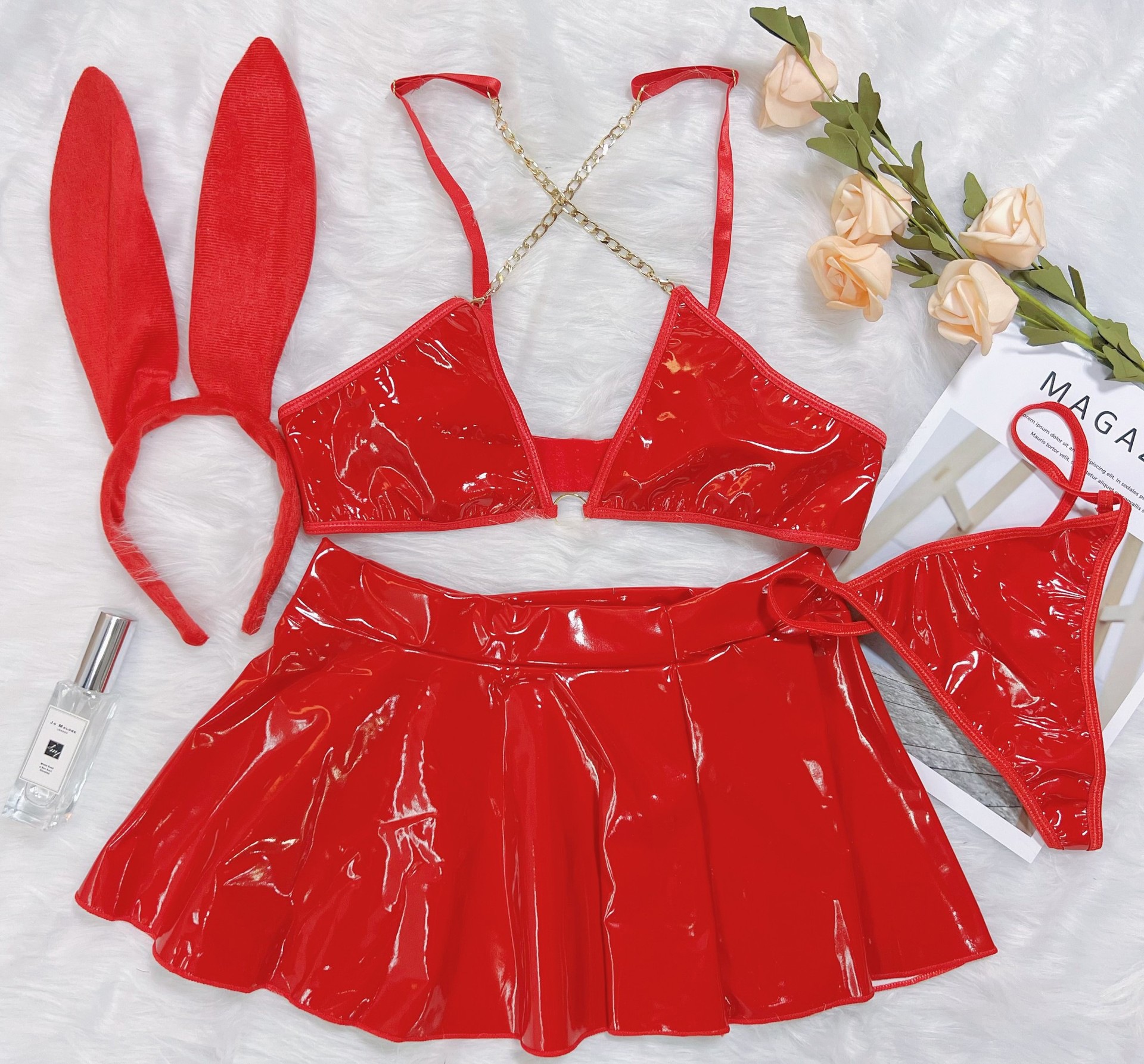 Lingerie Patent Leather Performance Suit Nightclub Bunny Girl Lingerie Set For Women