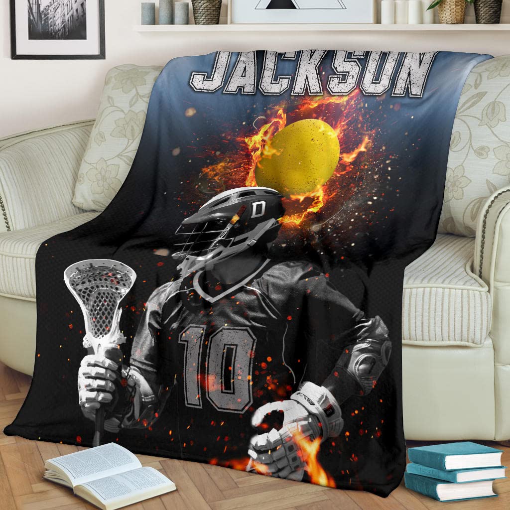 kustomball Lacrosse Blanket{Custom Name Blankets, Personalized Name