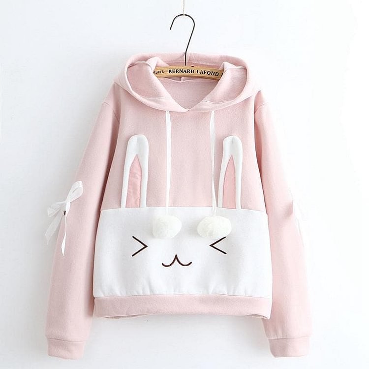 Pink Bubbly Bunny Hoodie Sweatshirt SP1711318