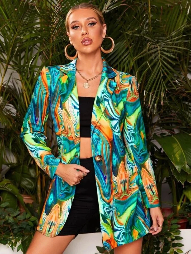 New Spring And Autumn Printed Lady's Casual Small Suit Coat Fashion Women's Wear Colorful Blazer Jacket For Women Suit Blazer