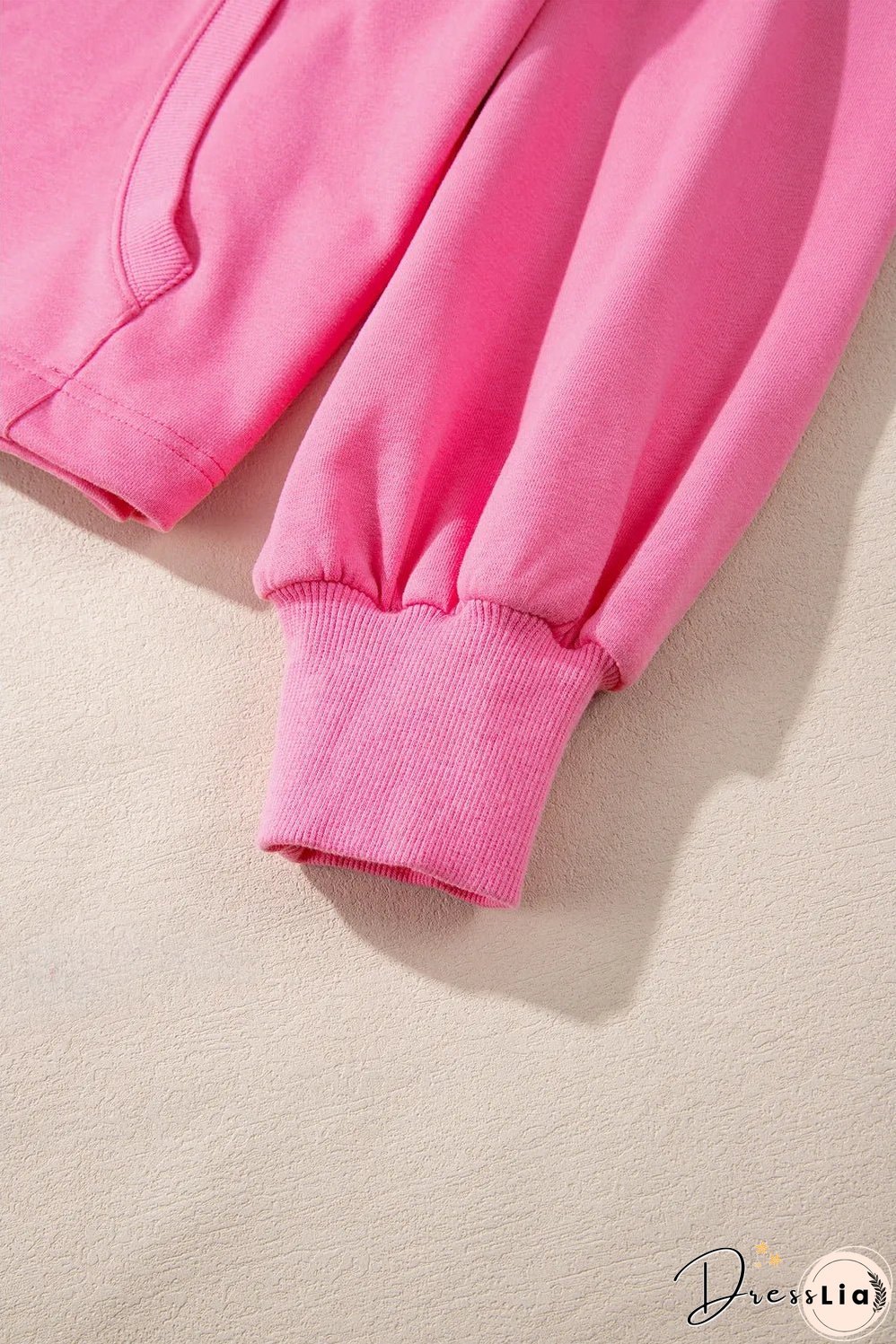 Bonbon Solid Kangaroo Pocket Half Zipper Oversized Hoodie