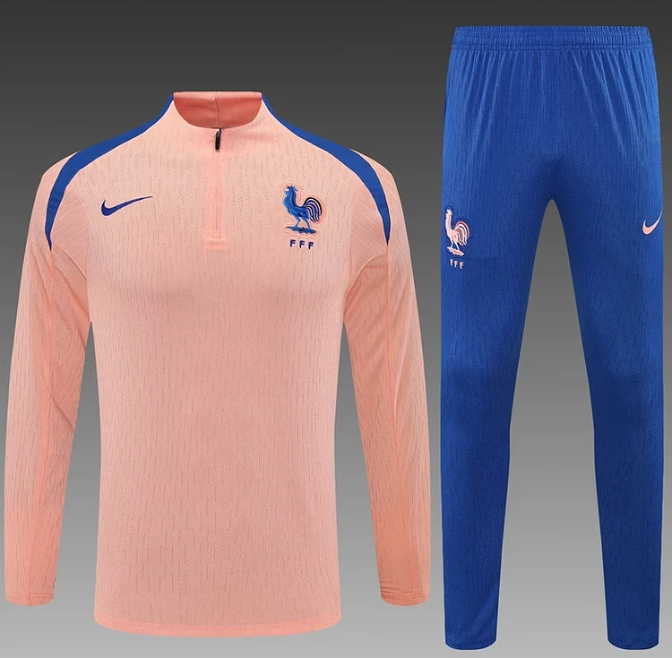 2025-26 France light pink training suit half-zip set