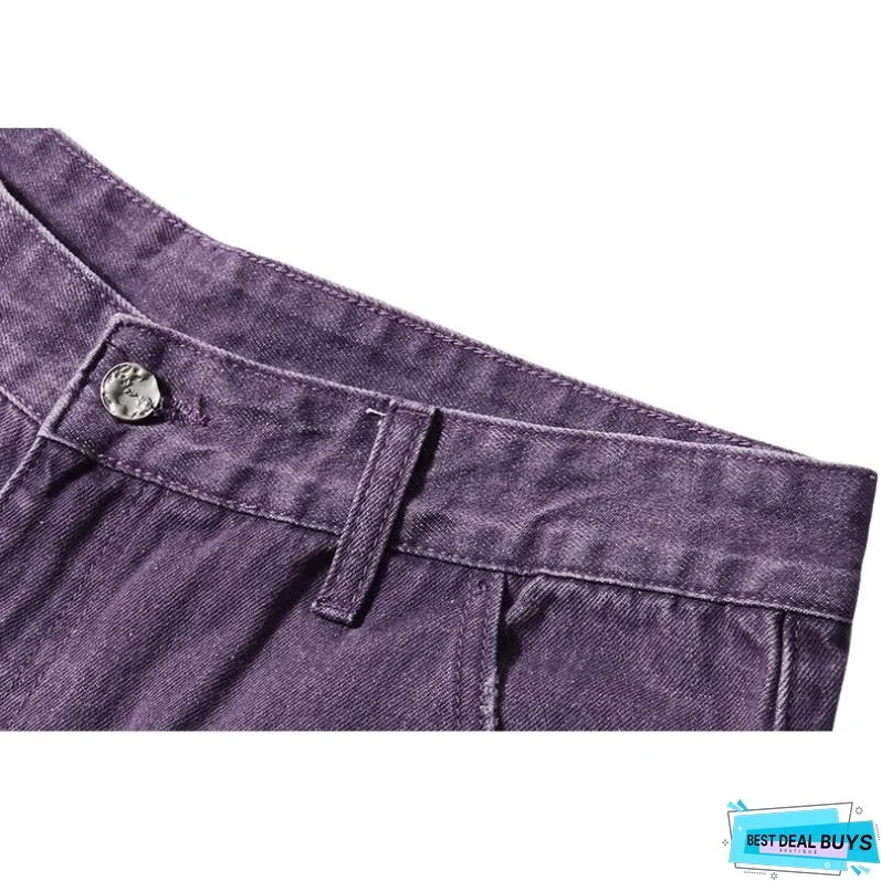 Macaron Inspired Washed Wide Leg Jeans