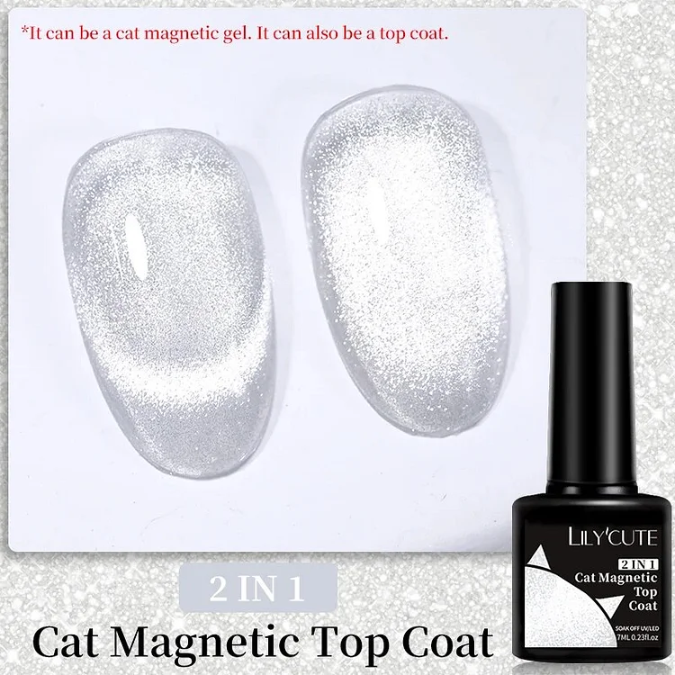 LILYCUTE Snowlight Cat Magnetic Gel Top Coat Super Shine Sliver Glitter Sparkling Effect Semi Permanent Nail Art Gel Varnish