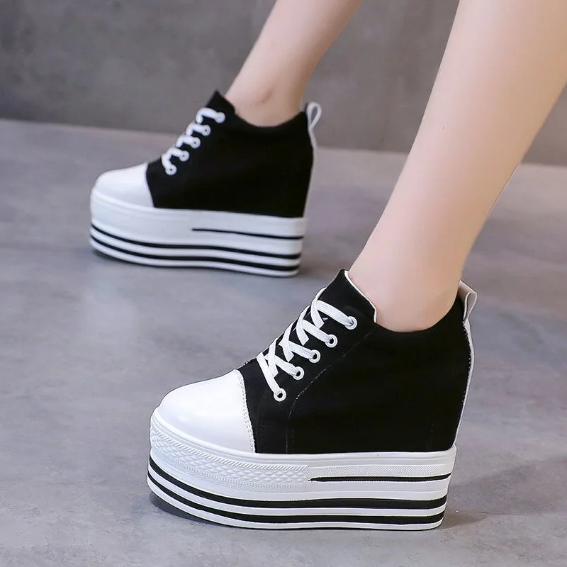 Fujin 12cm Super High heel Female Platform Wedge Shoes Chunky Women Casual Sneakers Female Spring Summer Loafer for female Shoes