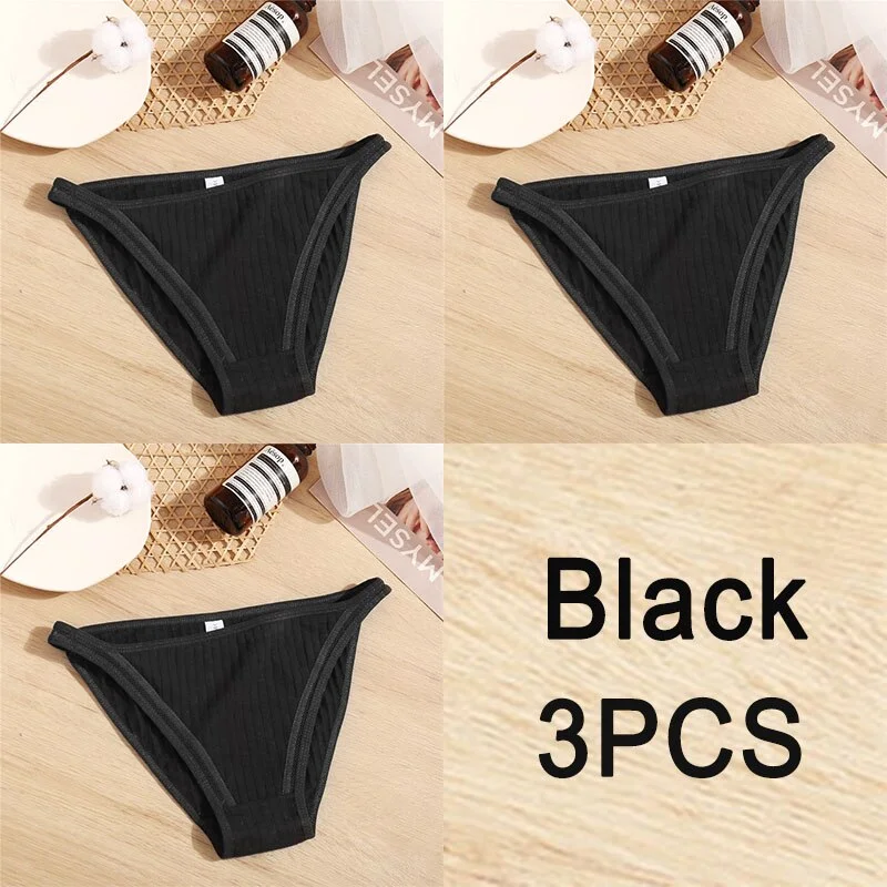 3PCS Sexy Lace Panties Women Underwear Cotton Briefs Female Underpants Solid Color Pantys Hollow Mesh Low Waist Panties Lingerie