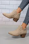 Women's Elegant Cut Out Suede Pointed Toe Heeled Ankle Boots