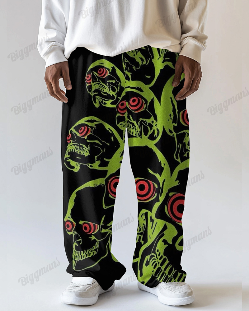 Funny Pattern Printed Men's Loose Plus Size Autumn And Winter Straight Long Sweat Pants