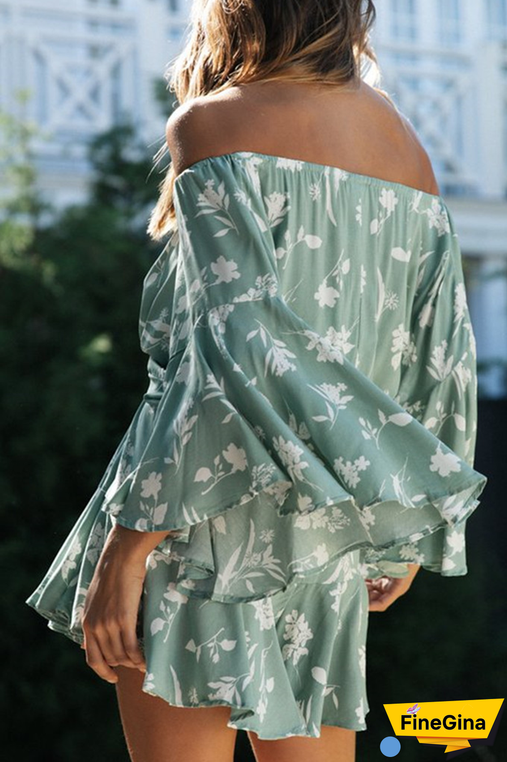 Fashion Casual Floral Split Joint Frenulum Off The Shoulder A Line Dresses