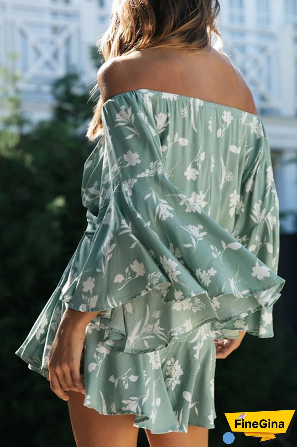 Fashion Casual Floral Split Joint Frenulum Off The Shoulder A Line Dresses