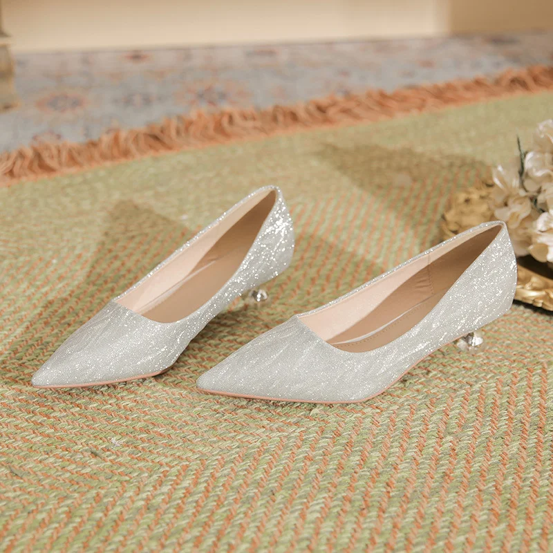Churchf Churchf Autumn New Soft Leather Head Not Tired Single Shoe Fine Heel Temperament Shallow Versatile High-Heeled Shoes Work Shoes