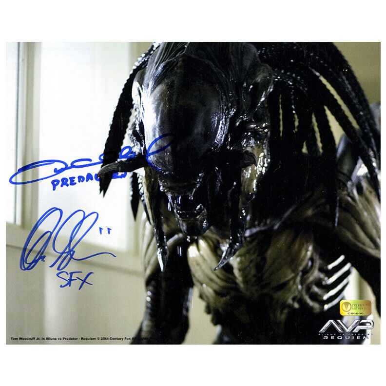 Alec Gillis Tom Woodruff Jr. Autographed Aliens vs Predator Requiem 8×10 Photo Poster painting