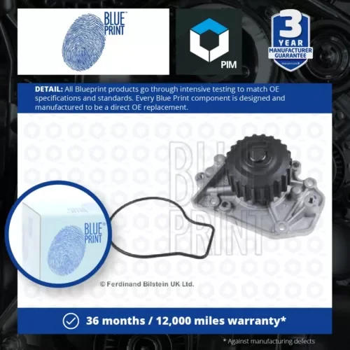 Water Pump fits HONDA CIVIC 1.6 95 to 01 B16A2 Coolant Blue Print 19200P72003 Parts