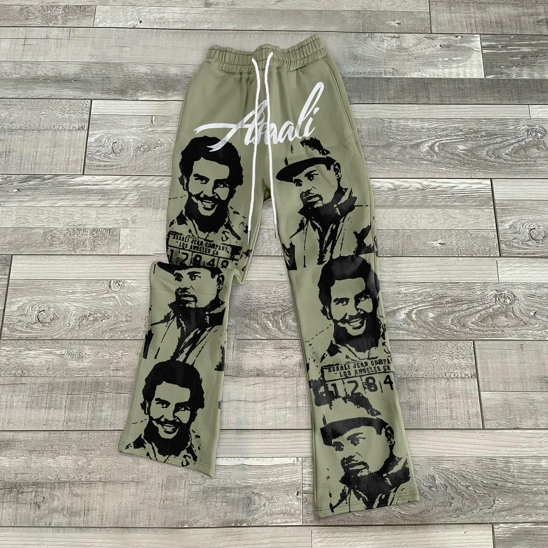Personalized Retro Print Casual Flared Pants