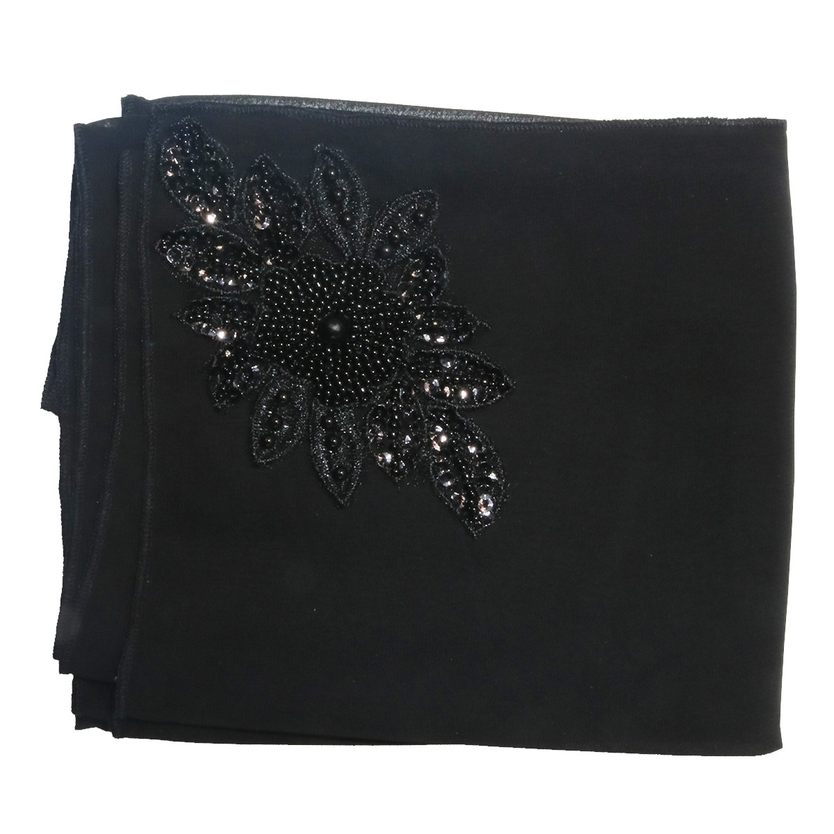 Ladies Solid Chiffon Pearl Embroidered Flower Scarf | Oxredo Shop Ramadan Sale