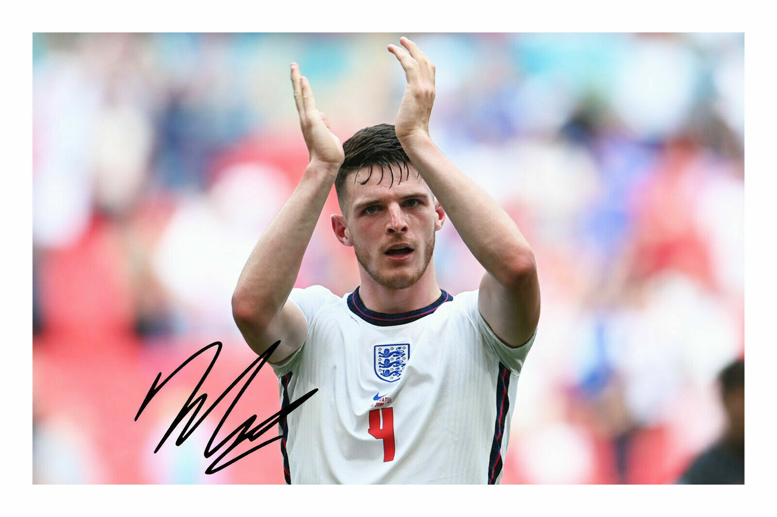 Declan Rice - England Euro 2020 2021 Autograph Signed Photo Poster painting Print