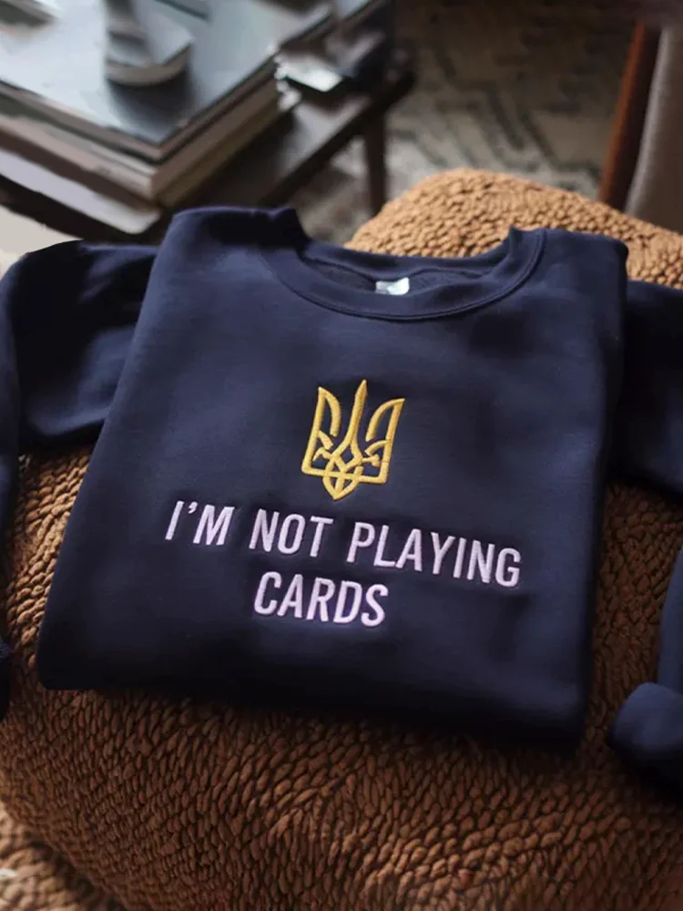 Simpfit Ich bin nicht Spielkarten Drucken Ukraine Dreizack Sweatshirt