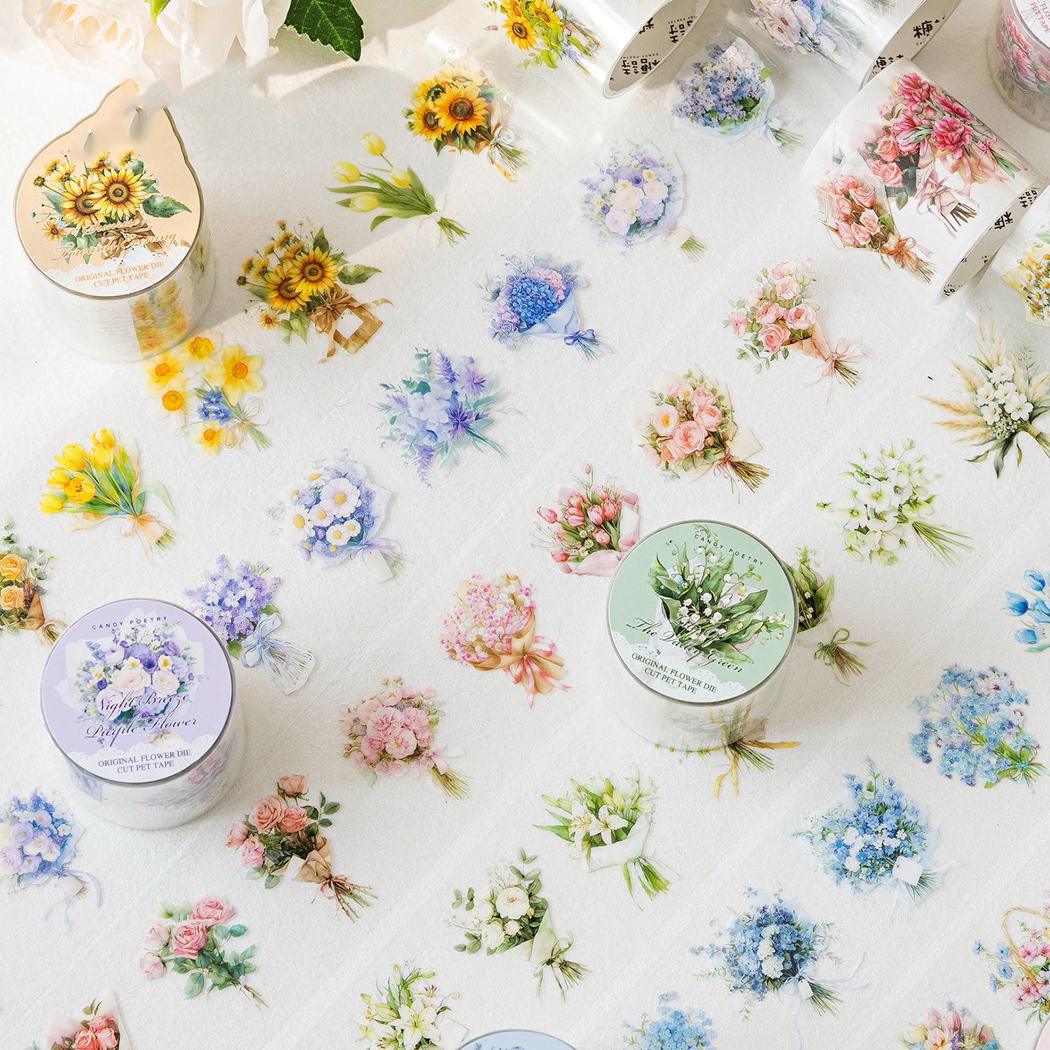 PET 테이프 - 로맨틱 부케 시리즈 빈티지 플라워