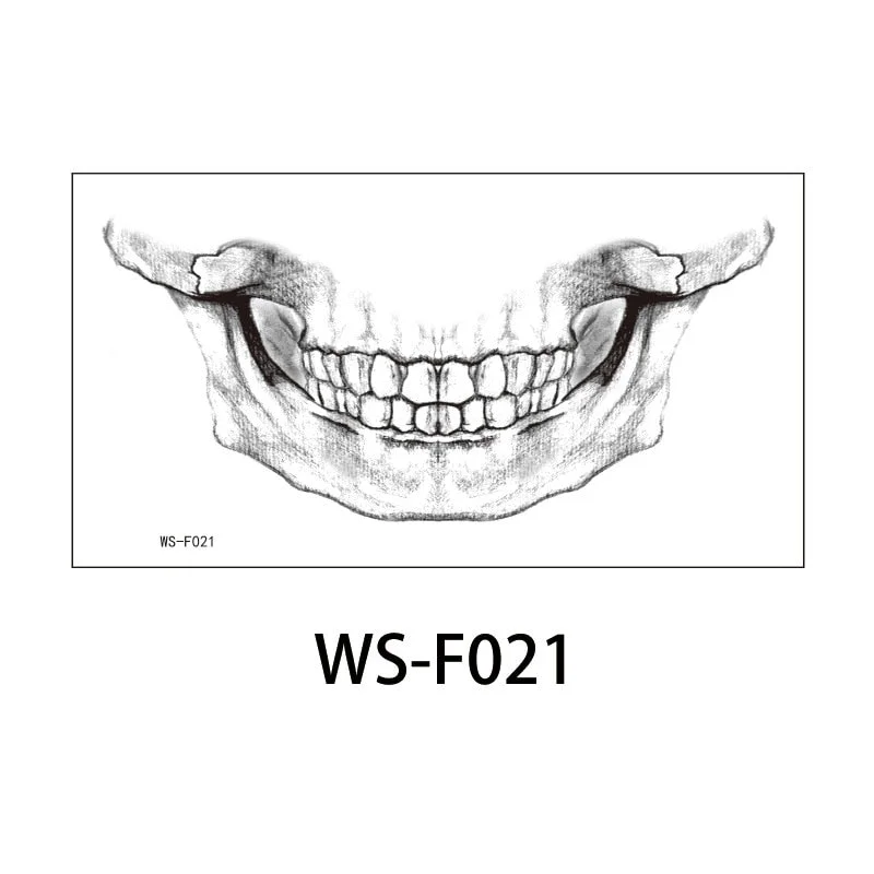 Halloween Stickers Face Temporary Tattoo Sticker for Man Boys Tattoo Body Art Tattoo Black Face Mouth Teeth Tattoo Sticker Sexy