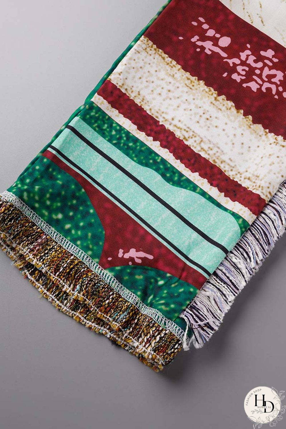 Sky Blue Casual Print Tassel Patchwork Regular High Waist Conventional Full Print Trousers